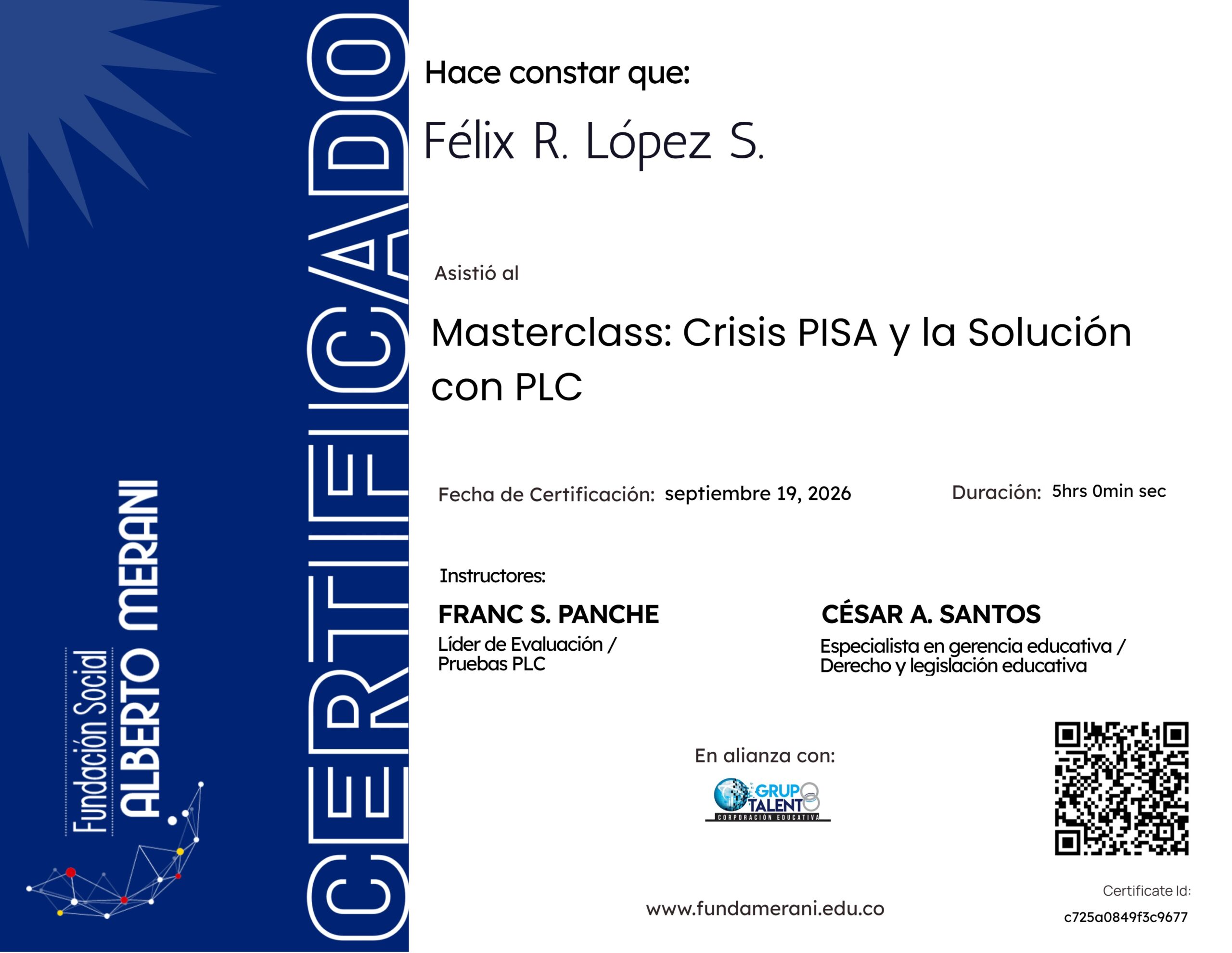 Certificado Merani